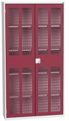 bott Műhelyszekrény polcokkal Bott Verso, drótajtó, 4 polc, 200 x 105 x 35 cm, szürke-piros