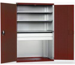 bott Fiókos műhelyszekrény Bott Cubio 160, 200 x 105 x 65 cm, 3 polc, 2 fiók, szürke-piros