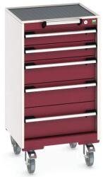 bott Cubio mobil fiókos szekrény, 98, 5 x 52, 5 x 52, 5 cm, 5 fiókos, matt, szürke-piros