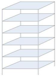 Schulte Design Taranis fém polcállvány, alapkivitel, 250 x 130 x 80 cm, 1 320 kg, 6 polccal, ezüst