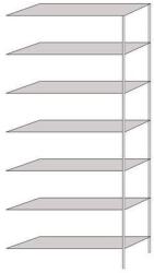 Schulte Design Hathor fém polcállvány, hozzáépíthető, 230 x 100 x 30 cm, 1 100 kg, 7 polc, világosszürke