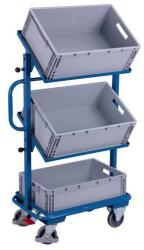 Cordes Függőleges fogantyúval és 3 rekesszel ellátott kocsi, ferde polcokkal, kék