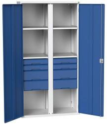 bott Verso fém tároló szekrény, 200 x 105 x 55 cm, 4 polc, 8 fiók, szürke-kék