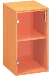 Alfa Office Alfa 500 alacsony, keskeny szekrény, 73, 5 x 40 x 45, 8 cm, üvegajtóval - balos kivitel, bükk Bavaria mintázat