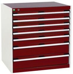 bott Műhely fiókos szekrény Bott Cubio, 80 x 80 x 65 cm, 7 fiókos, szürke-piros