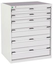 bott Műhely fiókos szekrény Bott Cubio, 100 x 80 x 65 cm, 6 fiókos, szürke-szürke