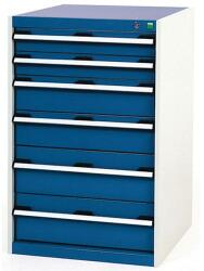 bott Műhely fiókos szekrény Bott Cubio, 100 x 65 x 75 cm, 6 fiókos, szürke-kék