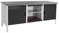 bott Cubio Tároló műhelyasztal, 84 x 200 x 75 cm, 2 szekrény, nyitott tér polccal, linóleum, szürke-antracit