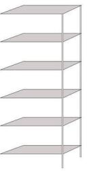 Schulte Design Hathor fém polcállvány, hozzáépíthető, 200 x 75 x 30 cm, 1 400 kg, 6 polc, világosszürke