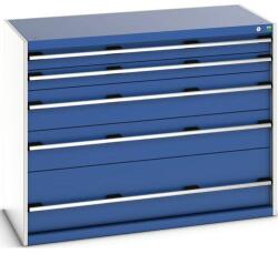 bott Műhely fiókos szekrény Bott Cubio 200, 100 x 130 x 65 cm, 5 fiókos, szürke-kék