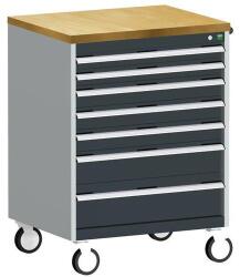 bott Cubio mobil fiókos szekrény, 109 x 80 x 65 cm, 7 fiókos, multiplex, szürke-antracit