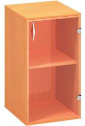 Alfa Office Alfa 500 alacsony, keskeny szekrény, 73, 5 x 40 x 45, 8 cm, üvegajtóval - jobbos kivitel, bükk Bavaria mintázat