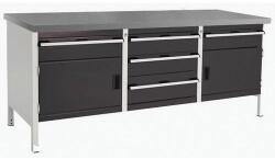 bott Műhelyasztal Bott Cubio Tároló, 84 x 200 x 75 cm, 2 szekrény, 5 fiók, linóleum, szürke-antracit