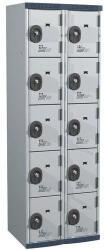 Acial hegesztett öltözőszekrény, 2 oszlopban 10 rekesszel, 300 mm, hengerzárral, szürke/szürke