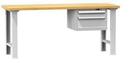 POLAK Műhelyasztal KOMBI BB4825, 2500 x 800 x 880 mm, BÜKK, szürkésszürke