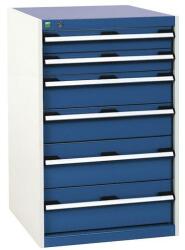bott Műhely fiókos szekrény Bott Cubio, 100 x 65 x 52, 5 cm, 6 fiókos, szürke-kék