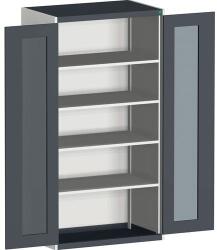 bott Műhelyszekrény átlátszó ajtókkal Bott Cubio, 200 x 105 x 65 cm, 4 polccal, szürke-antracit