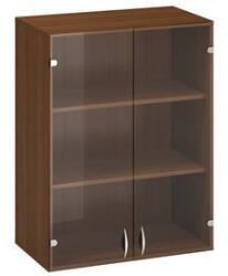 Alfa Office Alfa 500 hozzáépíthető közepes, széles szekrény, 104, 5 x 80 x 45, 8 cm, üvegajtóval, dió mintázat