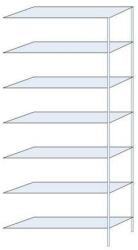 Schulte Design Ogmios fém polcállvány, hozzáépíthető, 300 x 130 x 40 cm, 2300 kg, 7 polc, 150 kg/polc, horganyzott