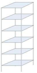 Schulte Design Taranis fém polcállvány, alapkivitel, 250 x 75 x 60 cm, 1 320 kg, 6 polccal, ezüst