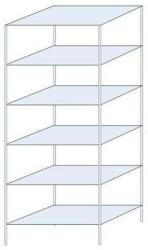 Schulte Design Ogmios fém polcállvány, alapkivitel, 250 x 100 x 60 cm, 1700 kg, 6 polc, 150 kg/polc, horganyzott