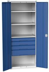 bott Fiókos műhelyszekrény Bott Verso, 200 x 80 x 55 cm, 3 polc, 4 fiók, szürke-kék