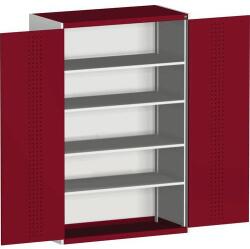 bott Műhelyszekrény Bott Cubio 160, 200 x 130 x 65 cm, perforált ajtó, szürke-piros