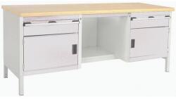 bott Műhelyasztal Bott Cubio Tároló, 84 x 200 x 75 cm, 2 szekrény, 2 fiók, polcok, multiplex, szürke-szürke