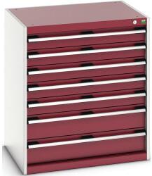 bott Műhely fiókos szekrény Bott Cubio 200, 90 x 80 x 65 cm, 7 fiókos, szürke-piros