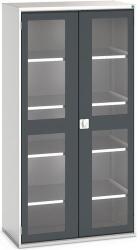 bott Műhelyszekrény átlátszó ajtókkal Bott Verso, 200 x 105 x 55 cm, 4 polccal, szürke-antracit