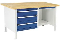 bott Műhelyasztal Bott Cubio Tároló, 84 x 150 x 75 cm, 3 fiók, polcok, multiplex, szürke-kék