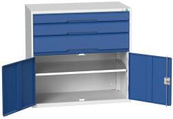 bott Műhely fiókos szekrény Bott Verso, 100 x 105 x 55 cm, 3 fiók, 1 szekrény, szürke-kék