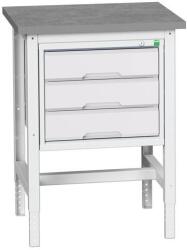 bott Műhelyasztal Bott Verso, 78-93 x 70 x 60 cm, 3 fiókos, linóleum, szürke-szürke