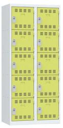 Vinco hegesztett öltözőszekrény, 2 oszlopban 10 rekesszel, 400 mm, hengerzárral, szürke/zöld