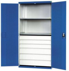bott Műhely szekrény fiókokkal Bott Cubio, 200 x 105 x 65 cm, 2 polc, 6 fiók, szürke-kék