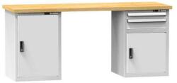 POLAK Műhelyasztal KOMBI KB5720, 2000 x 700 x 890 mm, BÜKK, szürkésszürke