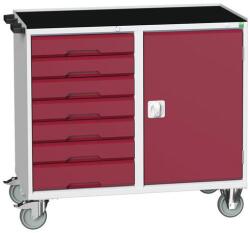 bott Karbantartó fiókos kocsi Bott Verso, 96, 5 x 105 x 55 cm, 7 fiókos, szekrényes, multiplex, szürke-piros