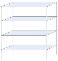 Schulte Design Andras fém polcállvány, alapkivitel, 250 x 200 x 60 cm, 1 600 kg, 4 polccal, horganyzott