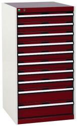 bott Műhely fiókos szekrény Bott Cubio, 120 x 65 x 52, 5 cm, 10 fiókos, szürke-piros