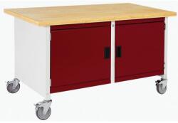 bott Mobil műhelyasztal Bott Cubio Storage, 84 x 150 x 75 cm, 2 szekrény, multiplex, szürke-piros