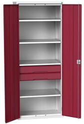 bott Fiókos műhelyszekrény Bott Verso, 200 x 80 x 55 cm, 4 polc, 2 fiók, szürke-piros