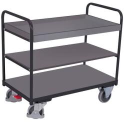 Variofit Polcos kocsi, 250 kg-ig, 3 polc, 1 emelt élű, 99 x 126 x 80 cm, szürke