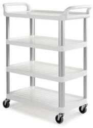 TTS polcos kocsi két fogantyúval, 150 kg-ig, 4 polc magasított élekkel, fehér