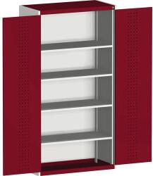 bott Műhelyszekrény Bott Cubio, 200 x 105 x 65 cm, perforált ajtó, szürke-piros