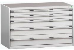 bott Műhely fiókos szekrény Bott Cubio 200, 80 x 130 x 75 cm, 5 fiókos, szürke-szürke