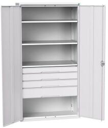 bott Fiókos műhelyszekrény Bott Verso, 200 x 105 x 55 cm, 3 polc, 4 fiók, szürke-szürke