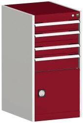 bott Műhely fiókos szekrény Bott Cubio, 100 x 52, 5 x 52, 5 cm, 4 fiók, 1 szekrény, szürke-piros
