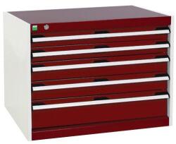 bott Műhely fiókos szekrény Bott Cubio, 60 x 80 x 65 cm, 5 fiókos, szürke-piros