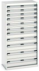 bott Műhely fiókos szekrény Bott Cubio, 160 x 80 x 52, 5 cm, 11 fiókos, szürke-szürke