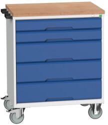 bott Verso mobil íróasztal fiókokkal, 98 x 80 x 60 cm, 5 fiókos, multiplex, szürke-kék